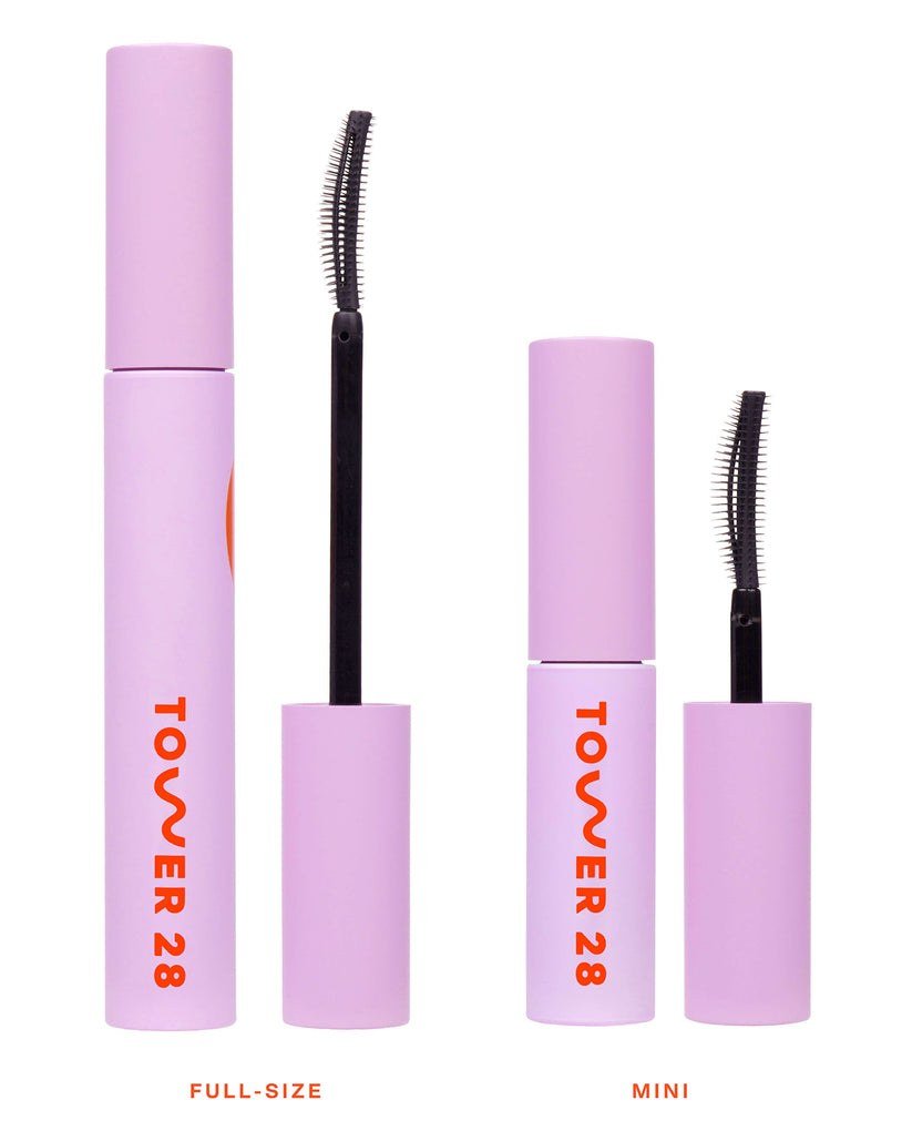 Tower 28 MakeWaves Vegan Mascara - Volumizing & Lengthening Mascara for Sensitive Eyes - With Aquaflex Technology for Humidity-Proof Lift - Hypoallergenic Eye Makeup - Jet (0.29 oz) product image